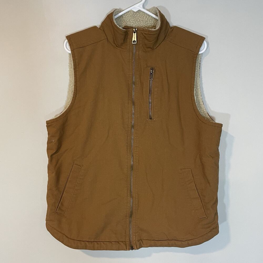 Wells Lamont Canvas Sherpa Lined Vest Tan Men's Medium Workwear Western Gorpcore